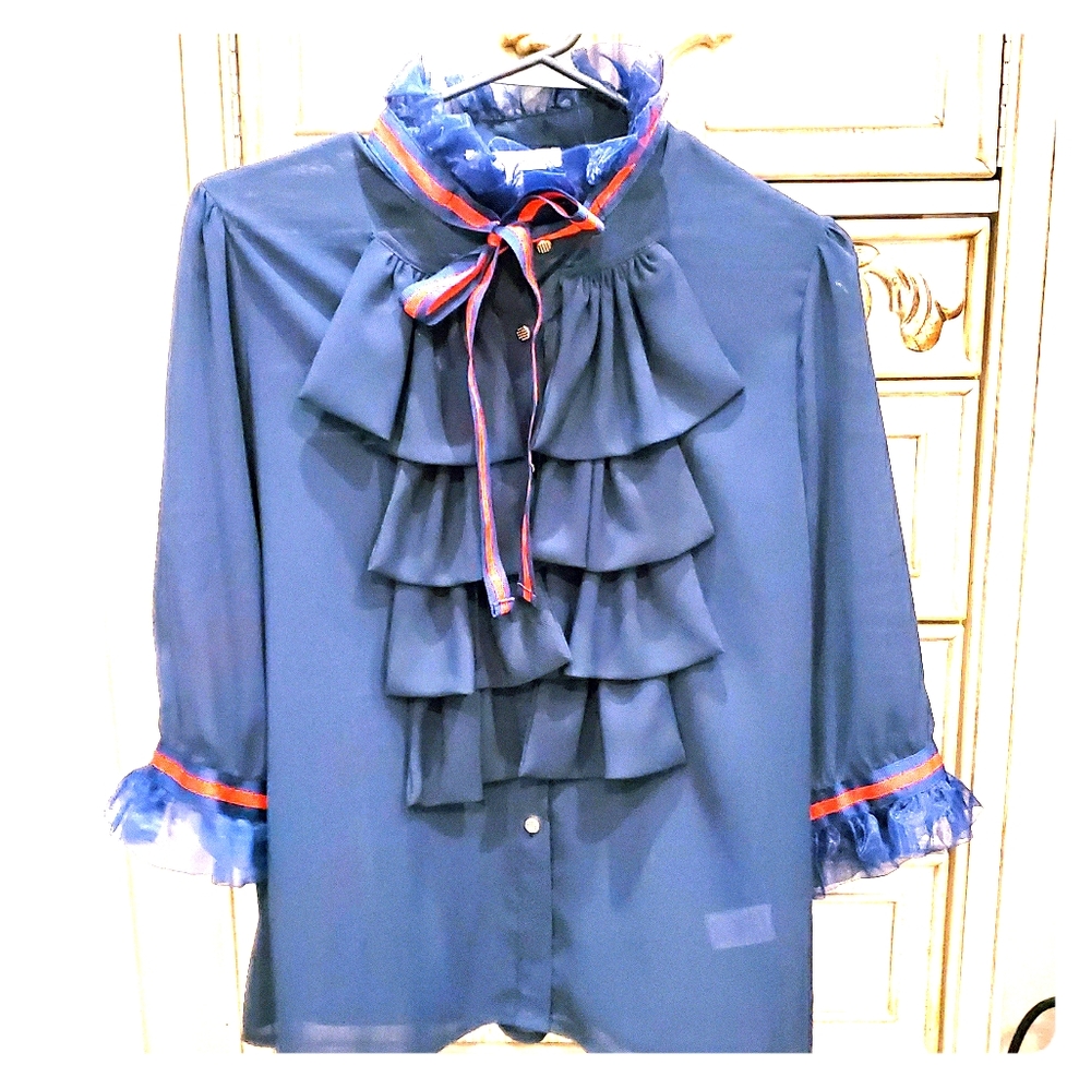 Sheer navy blouse